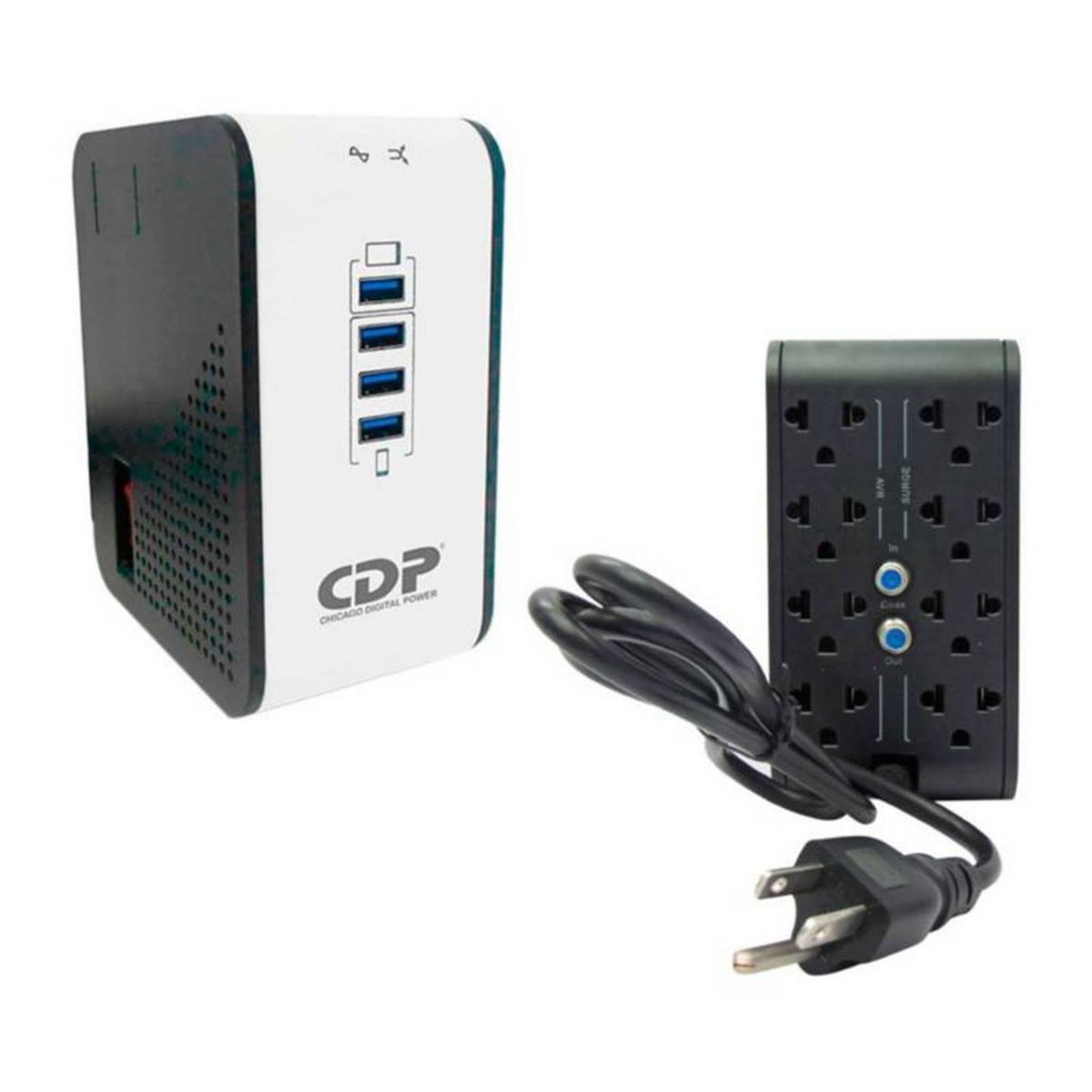 CDP - ESTABILIZADOR CDP R2CU-AVR1008I 1000VA/500W 8 SALIDAS 4 PUERTOS USB