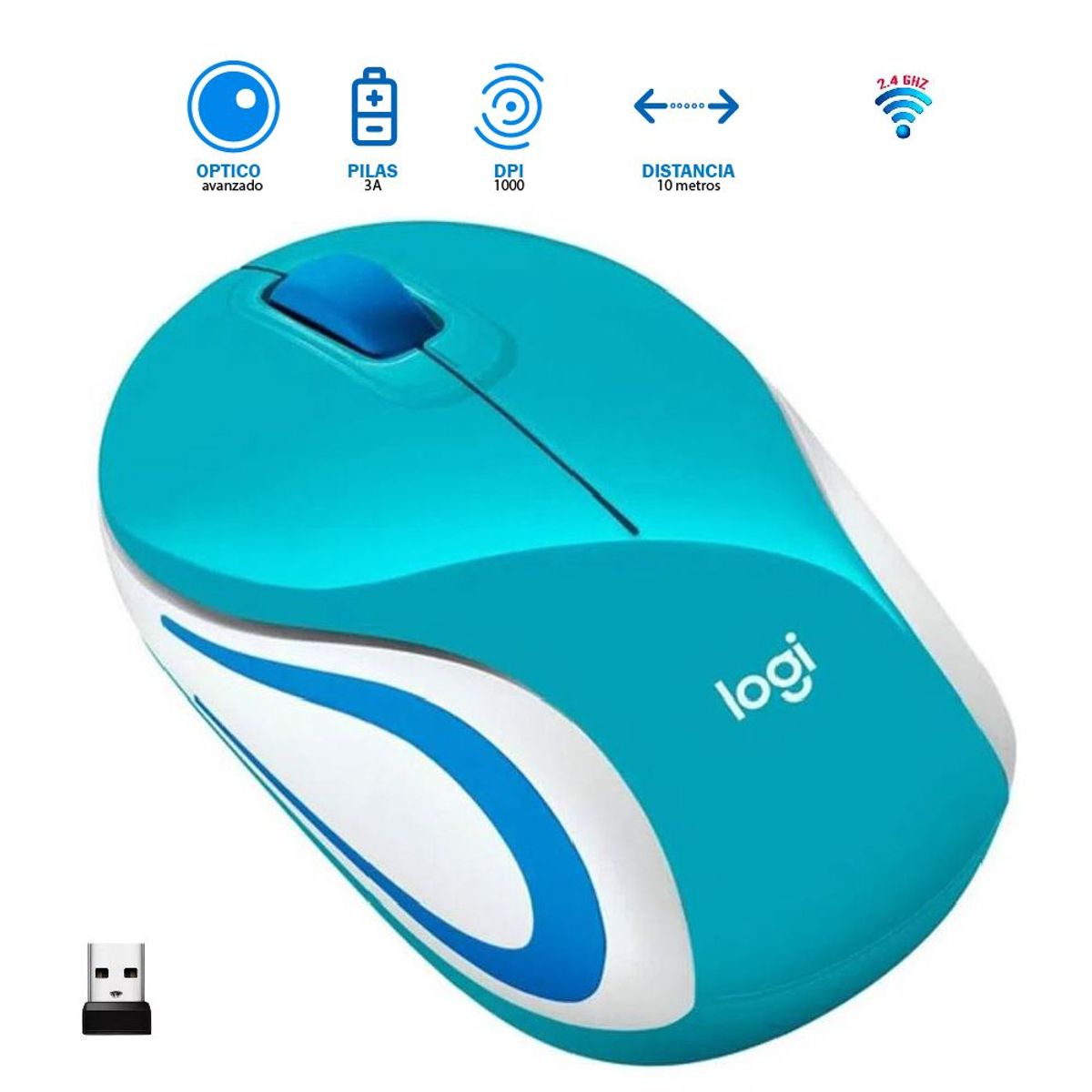 GENERICO - Mouse Logitech M187 Mini Light Blue