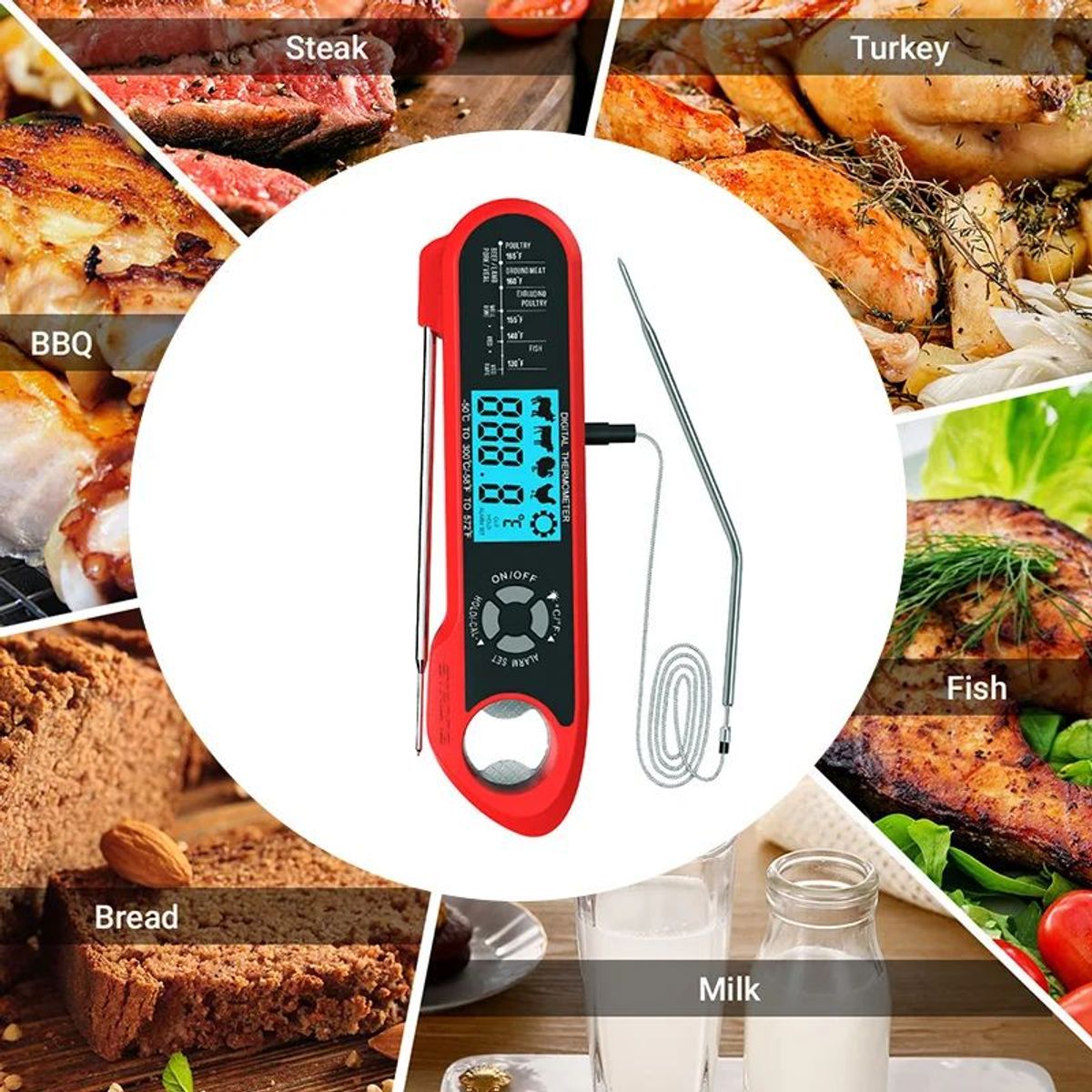 OEM - Termómetro Digital Profesional de Cocina con IP67 Sonda Externa Alarma