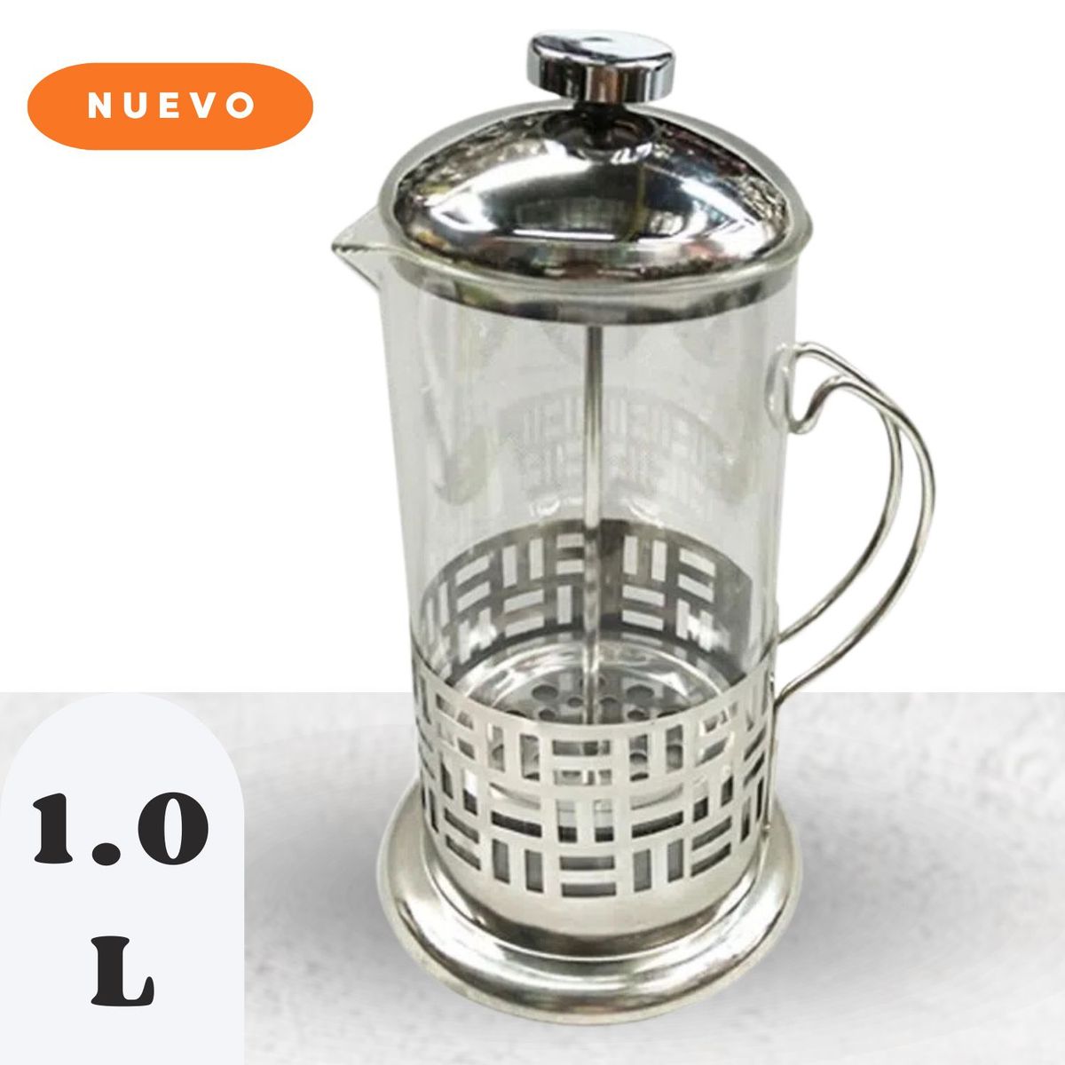 GENERICO - Cafetera de Prensa Francesa de Acero Inoxidable de 1 litro - Plata