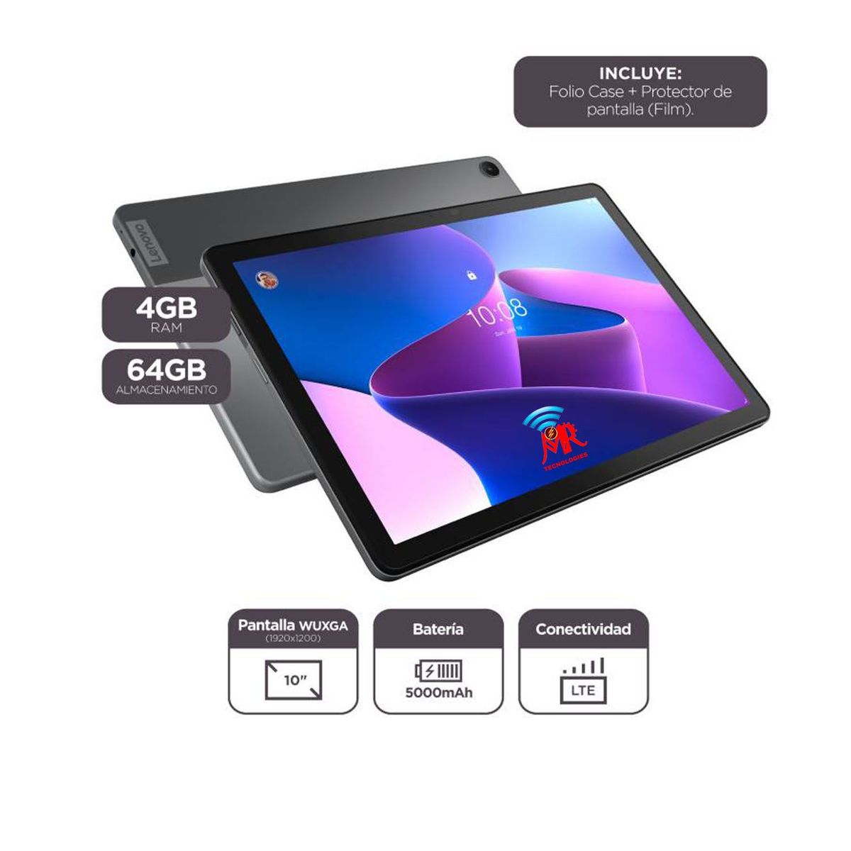 LENOVO - TABLET LENOVO M10 3RA GEN 4GB64GB CHIP LLAMADAS FUNDA Y MICA DE PANTALLA.