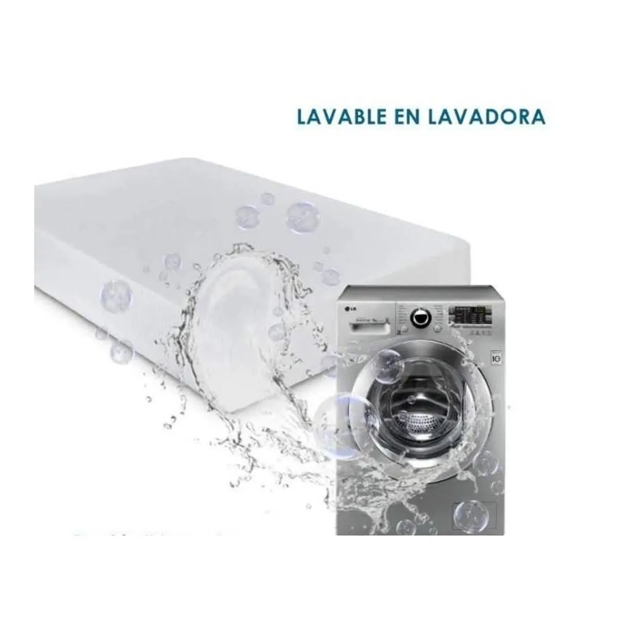 GENERICO - PROTECTOR DE COLCHÓN IMPERMEABLE ANTIÁCAROS AZUL ACERO QUEEN   DYV