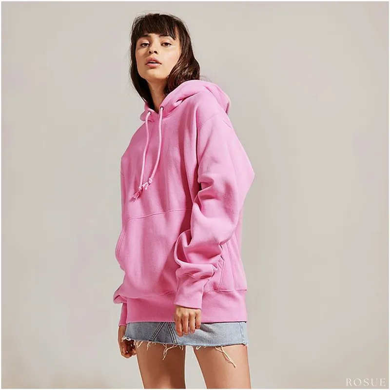 ROSUE - Polera rosa para mujer con capucha oversize Hoodie