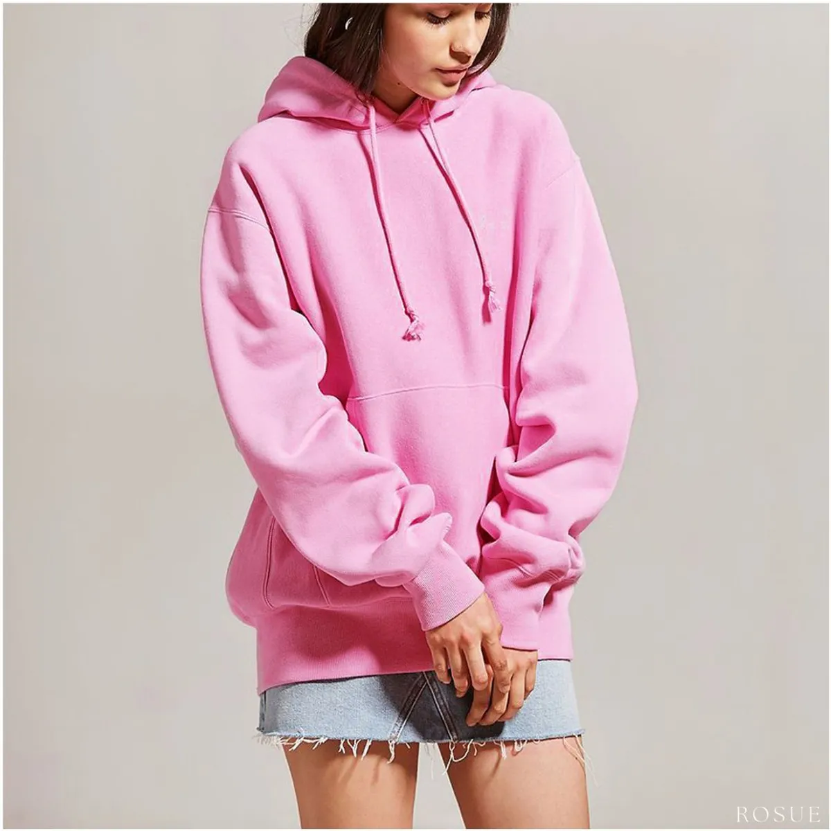 ROSUE - Polera rosa para mujer con capucha oversize Hoodie