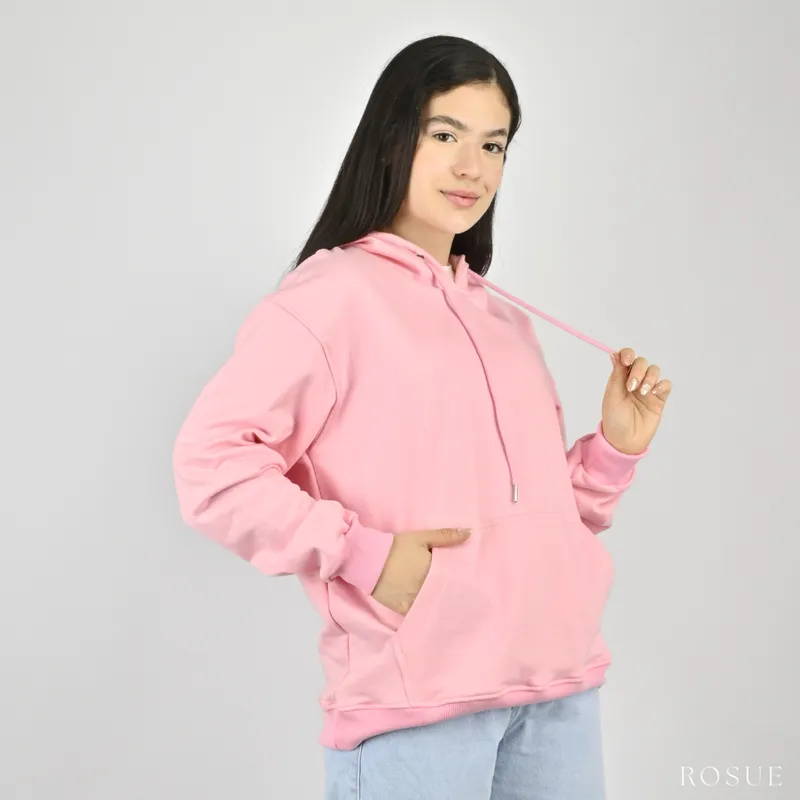ROSUE - Polera rosa con capucha oversize Hoodie