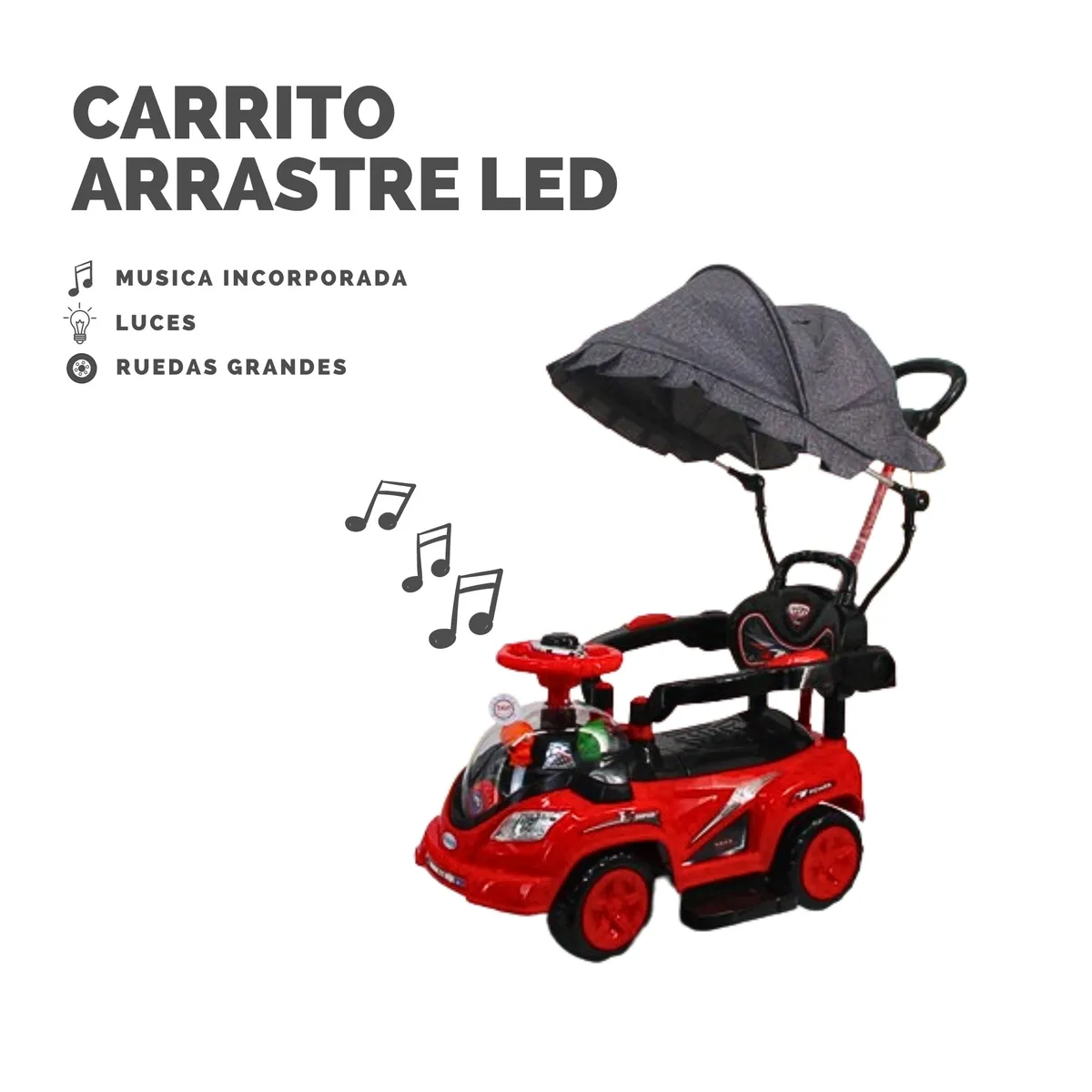 GENERICO - Carro de Juguete de Arrastre Led para niño