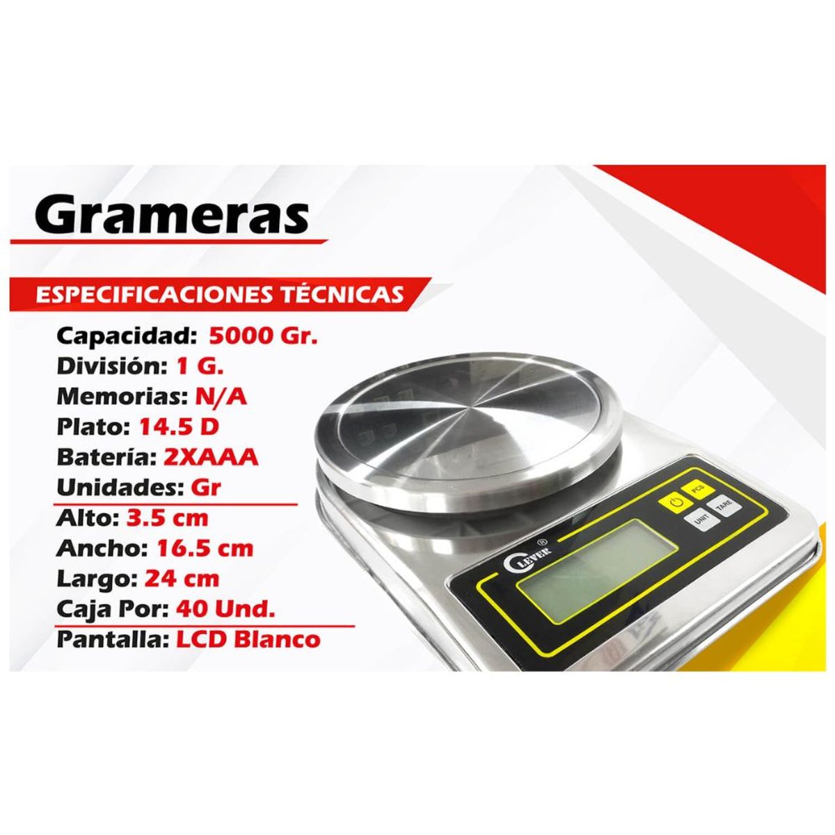 GENERICO - Balanza Gramera Lever 5000 gr S1