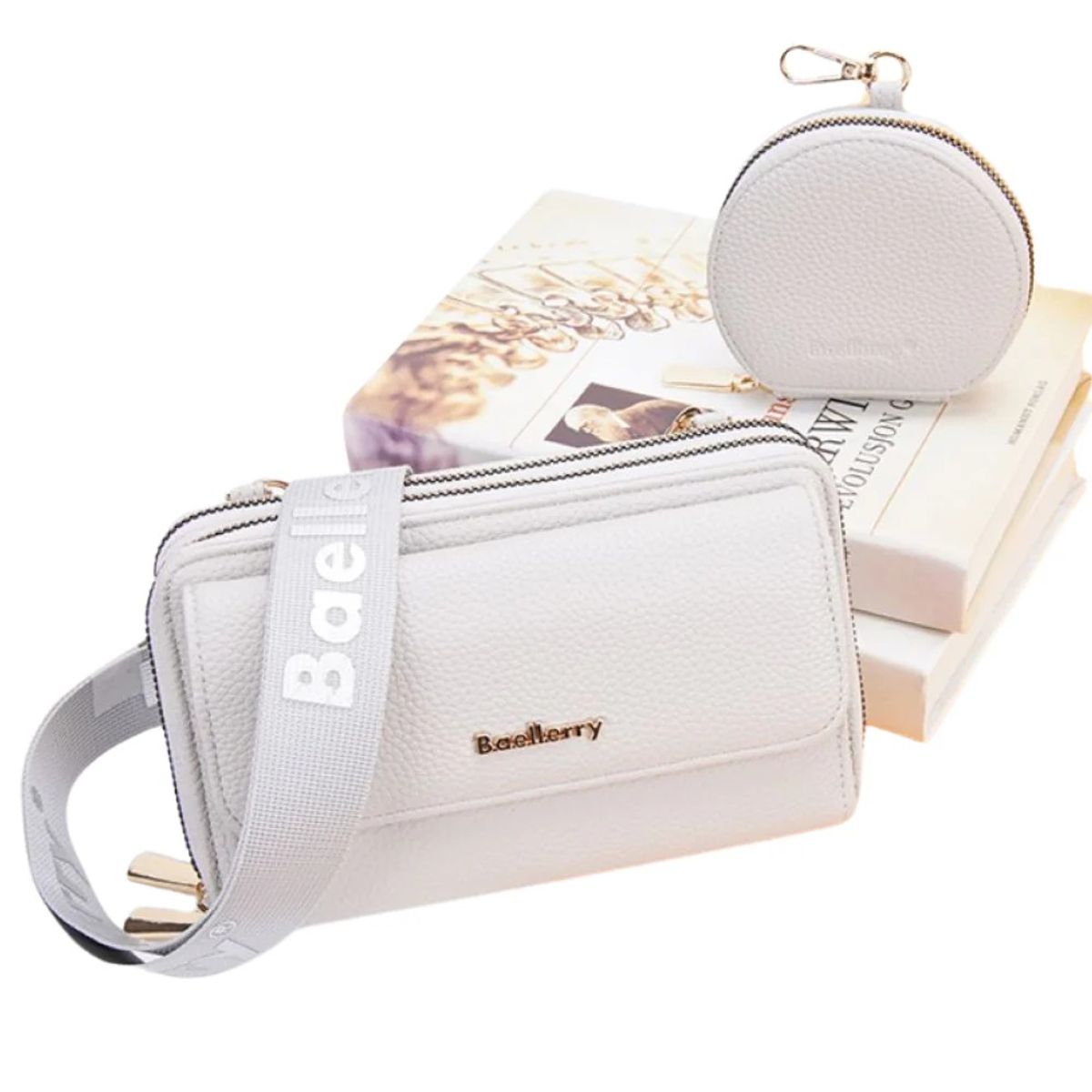 BAELLERRY - Cartera de Cuero Vegano (PU) para dama 1897 Diseño Moderno