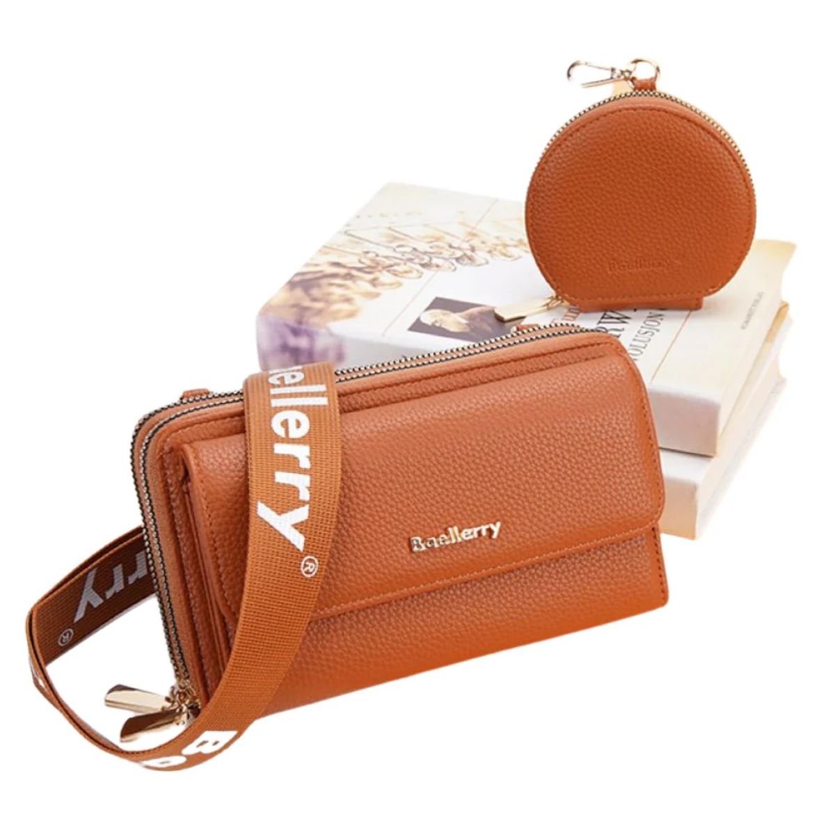 BAELLERRY - Cartera de Cuero Vegano (PU) para dama 1897 Diseño Moderno