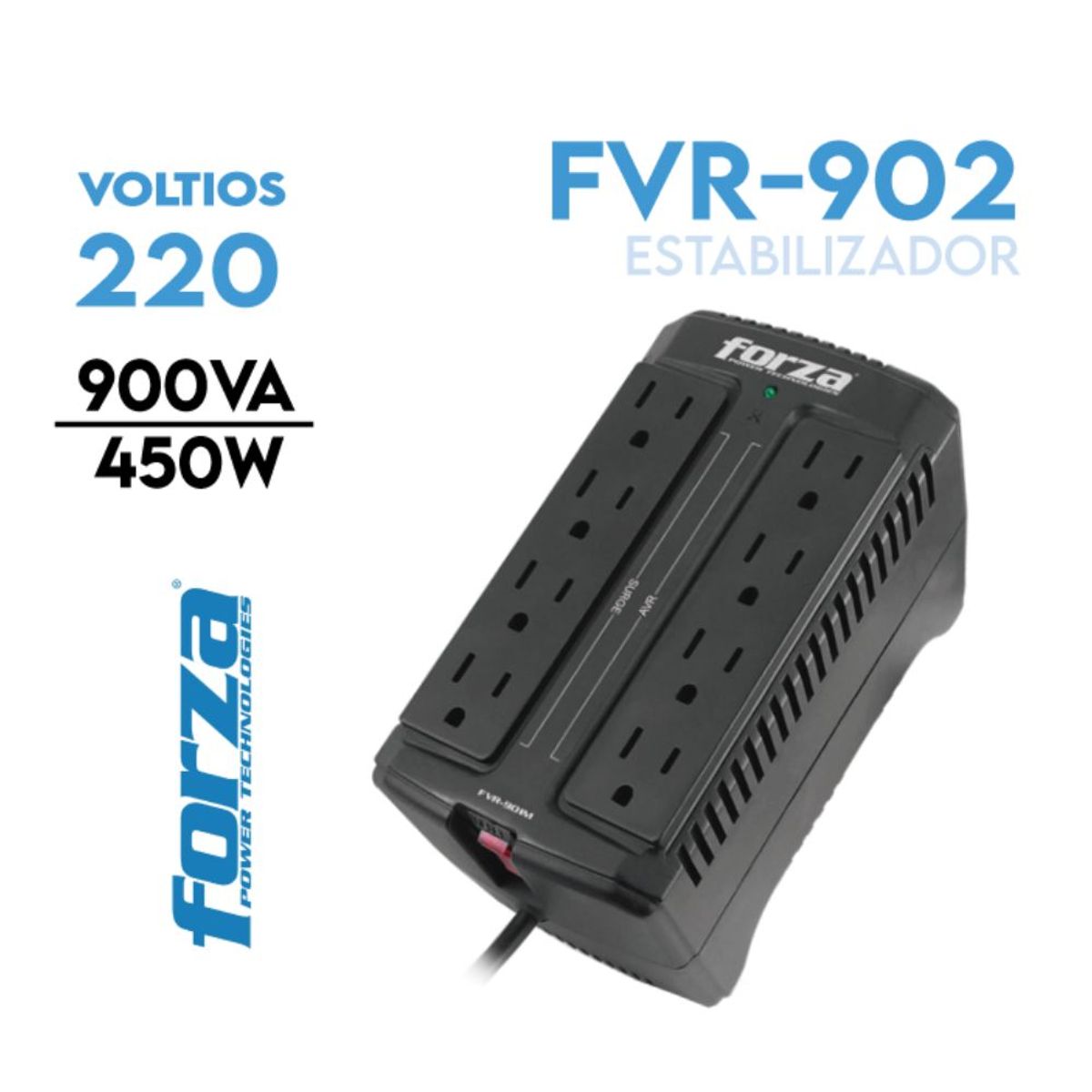 GENERICO - Estabilizador Forza FVR-902 900VA/450W 220VA 8 tomas