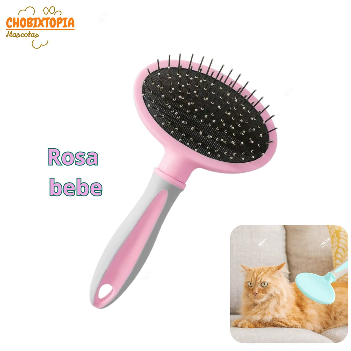 GENERICO - CEPILLO P-MASCOTA PERRO Y GATOS OVAL - SIN BOTON ROSA BEBE