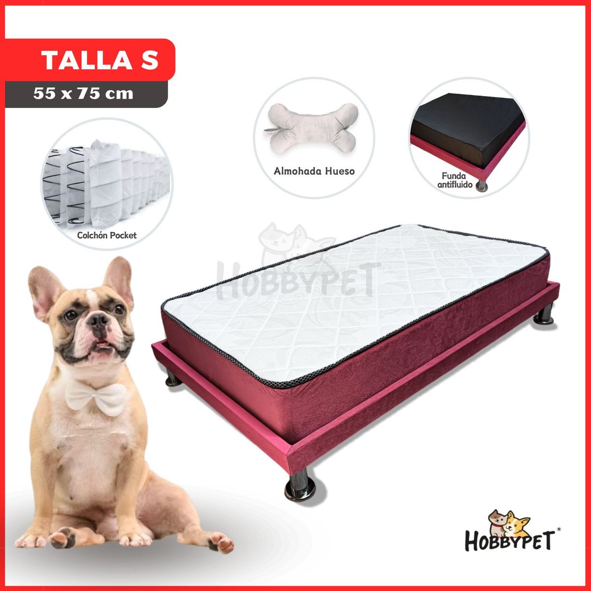 GENERICO - Cama para perro TARIMA DOG FULL - Talla S - Fucsia