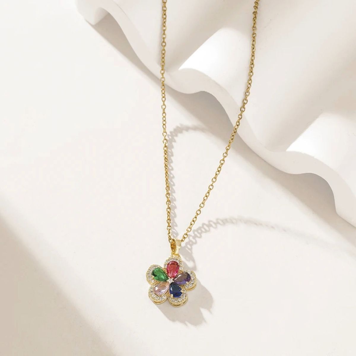 GENERICO - Collar trébol de colores de acero inoxidable 316L para mujer