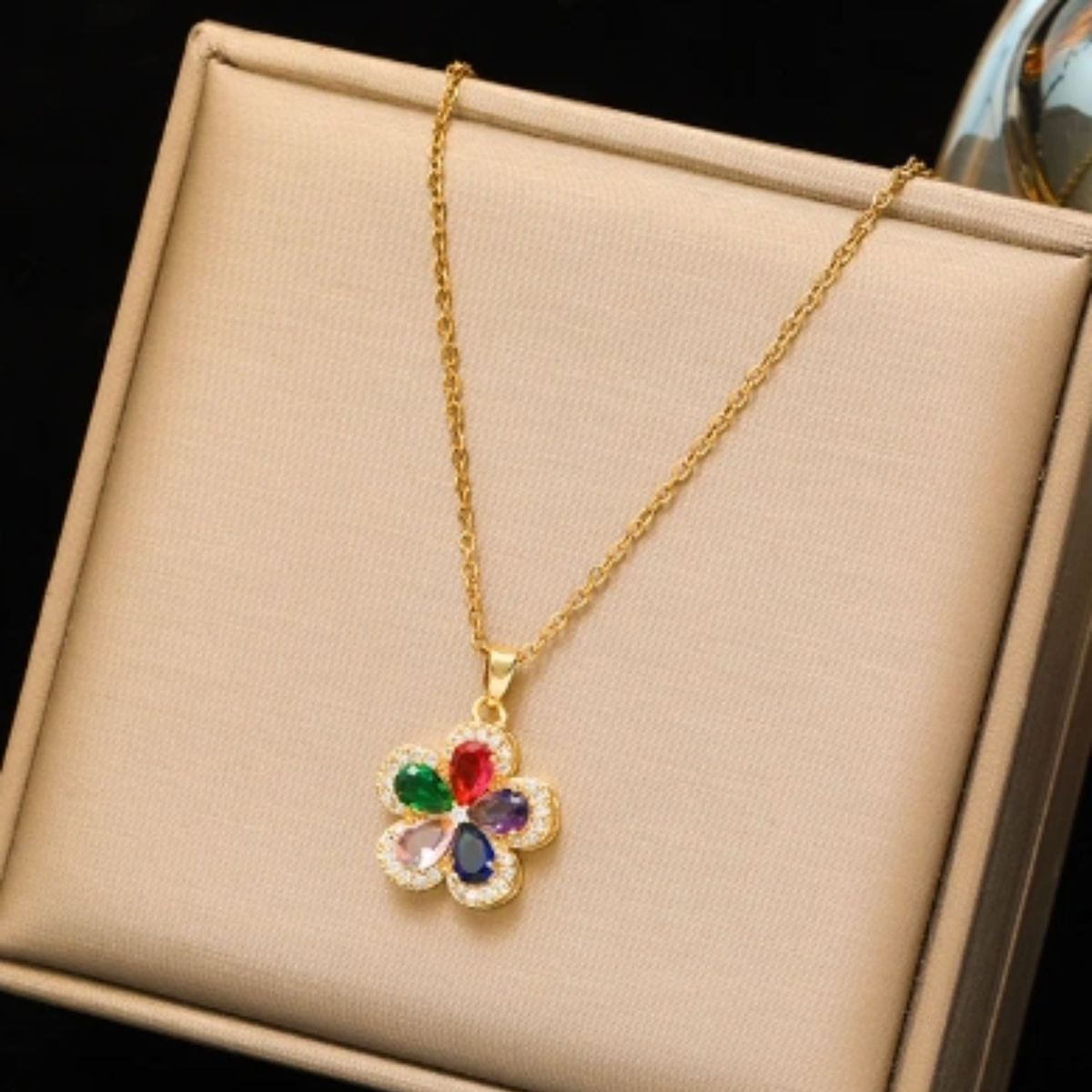 GENERICO - Collar trébol de colores de acero inoxidable 316L para mujer