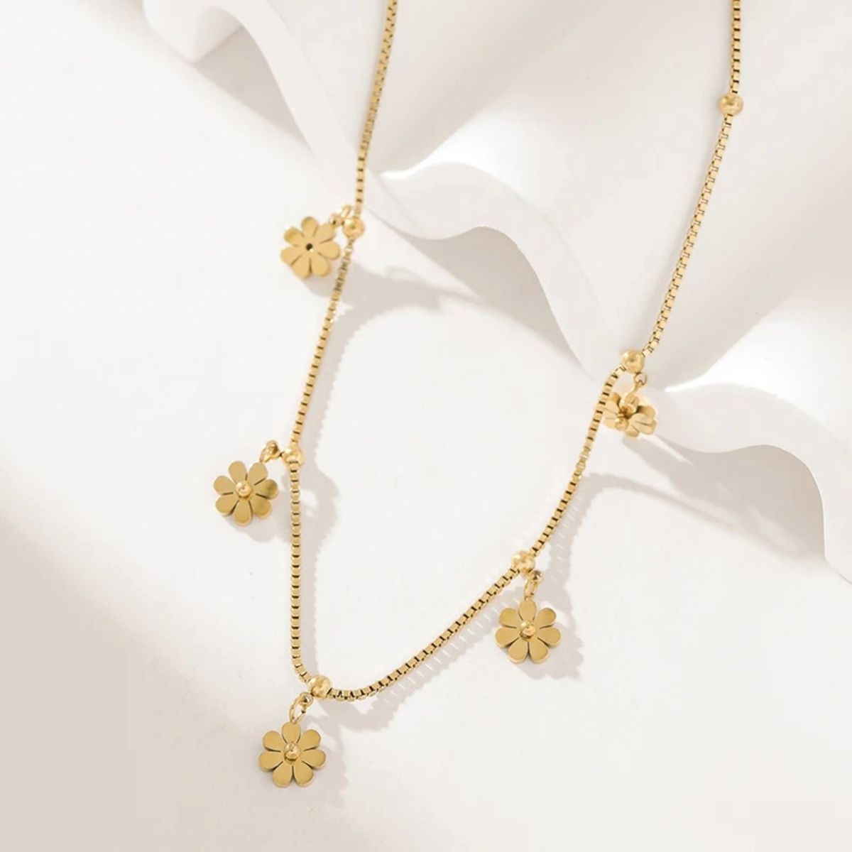 GENERICO - Collar de conjunto de flores  acero inoxidable 316L