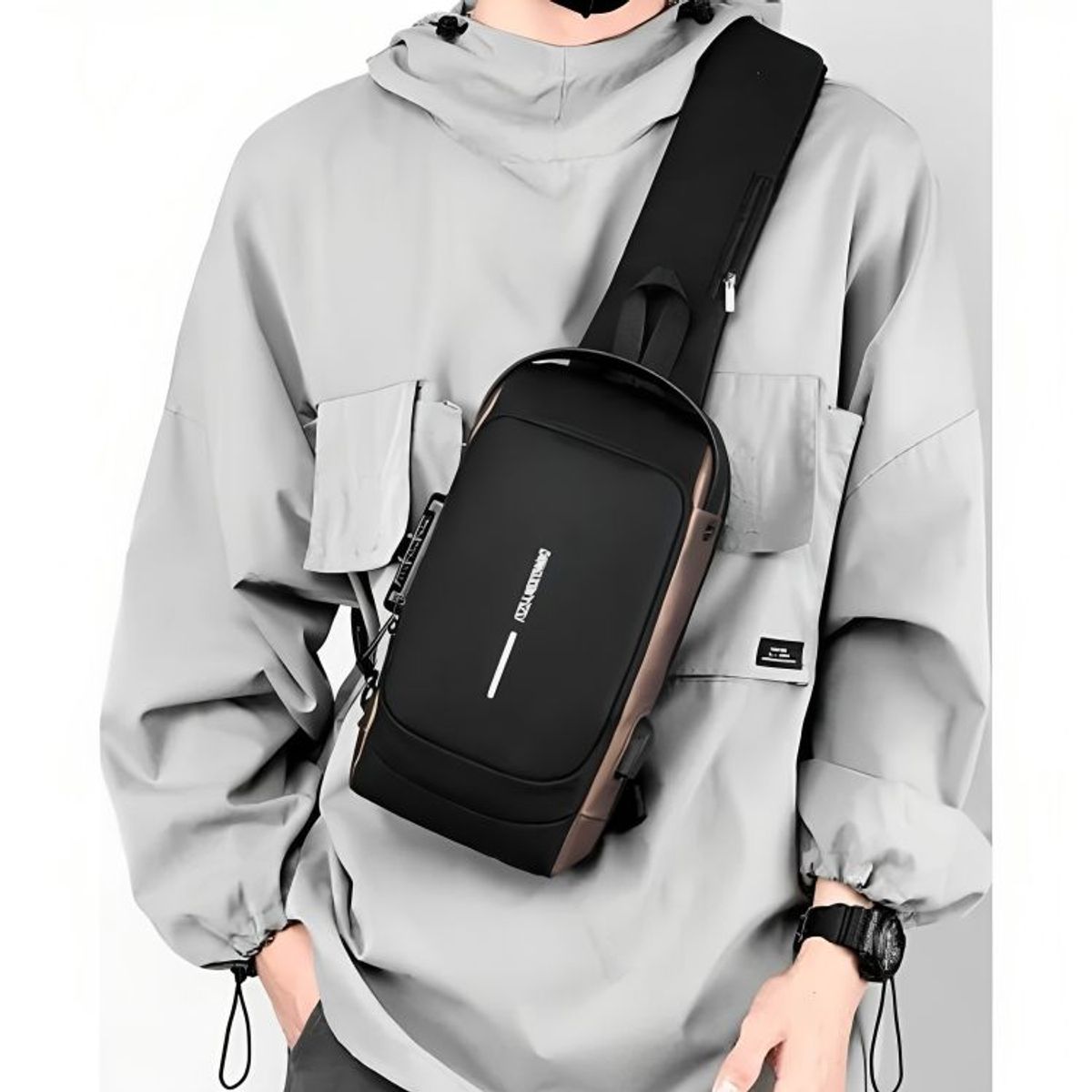 GENERICO - Morral Pechera Antirrobo Impermeable Con Puerto USB Integrado