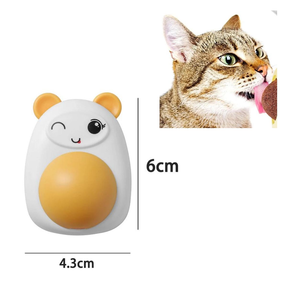 GENERICO - JUGUETE CATNIP BALL CON TAPA OSO AMARILLO