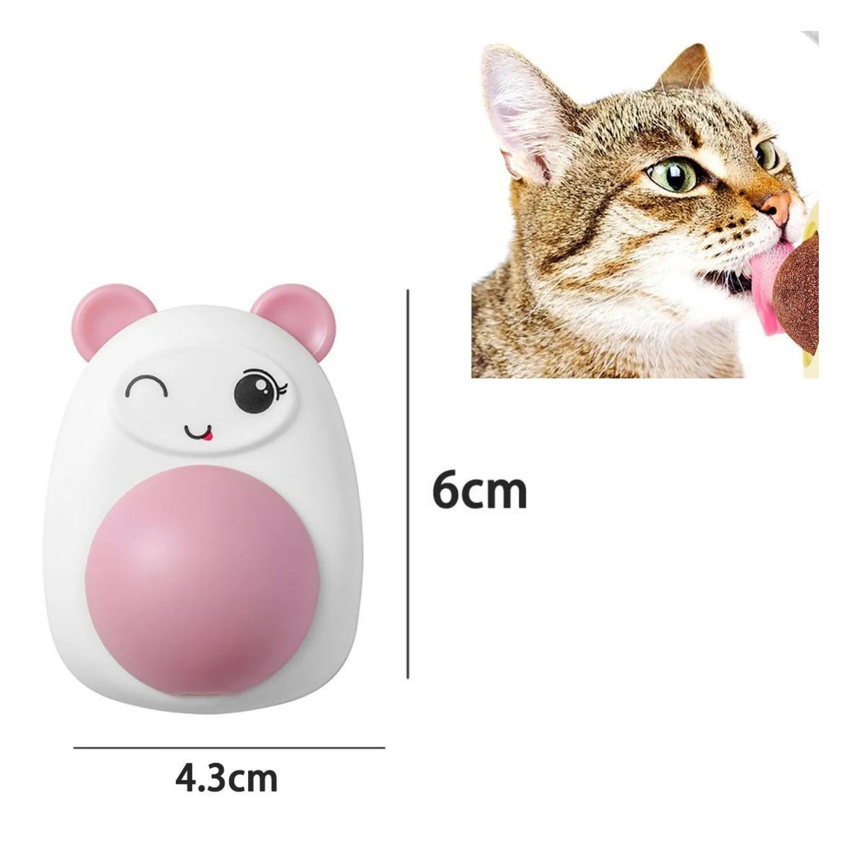 GENERICO - JUGUETE CATNIP BALL CON TAPA OSO ROSADO.