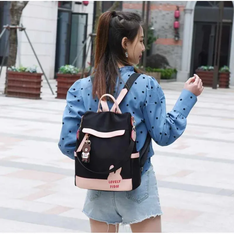 Mochila Mujer Dama Lovely Antirobo Bolso tipo Coreana con Llavero