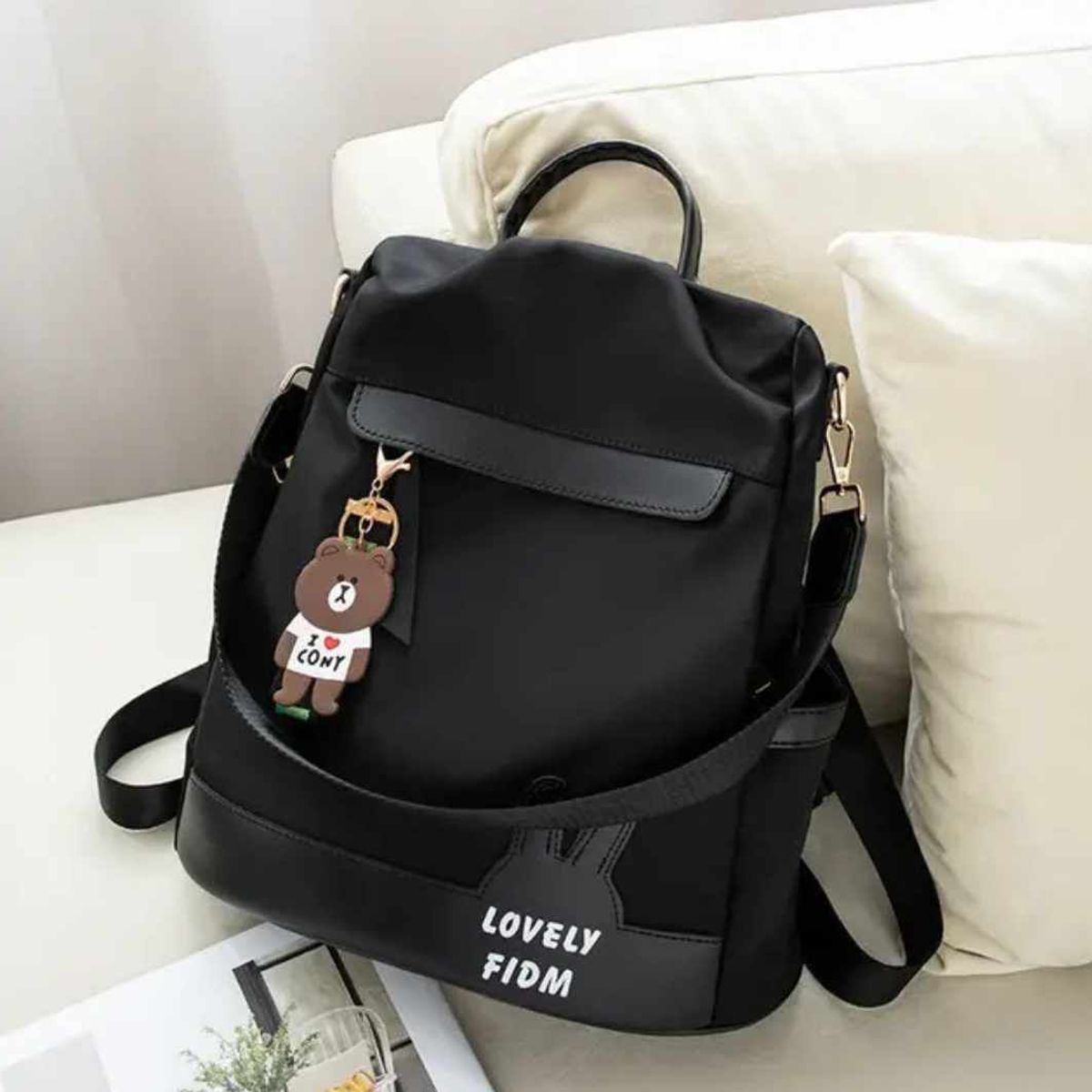 GENERICO - Mochila Mujer Dama Lovely Antirobo Bolso tipo Coreana con Llavero