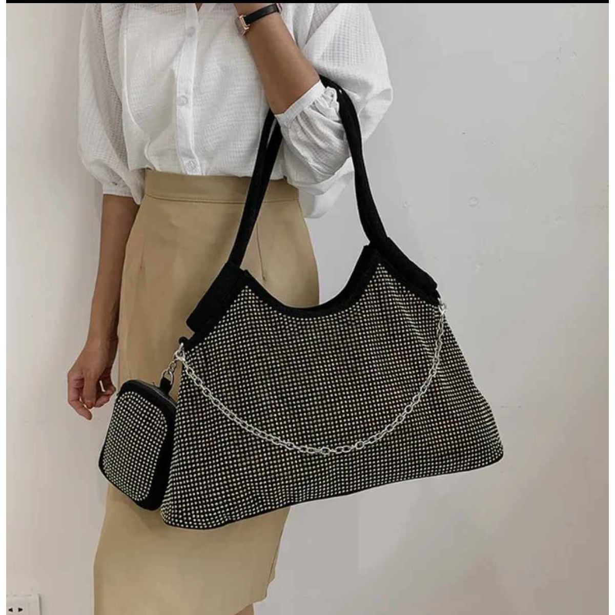 GENERICO - Bolso Dama Cartera Mujer de Diamantes con Monedero 2 en 1 Trend 2024