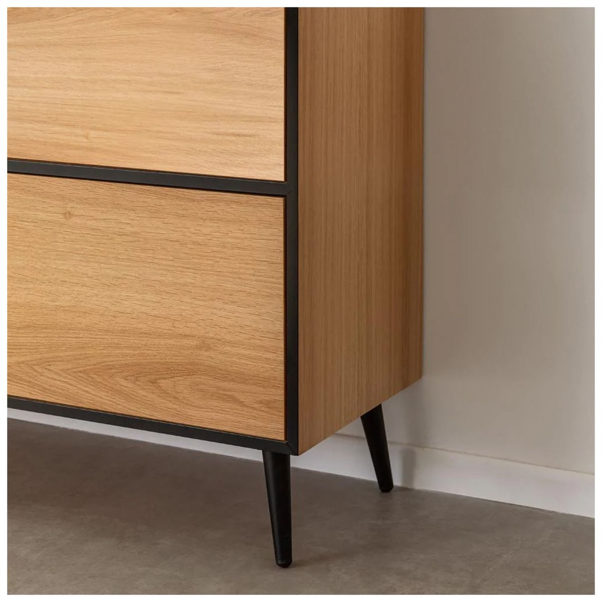 VENTITAS HOME - Cómoda Vintage Kamilo 6 Cajones Ventitas Home Roble Buralo y Negro