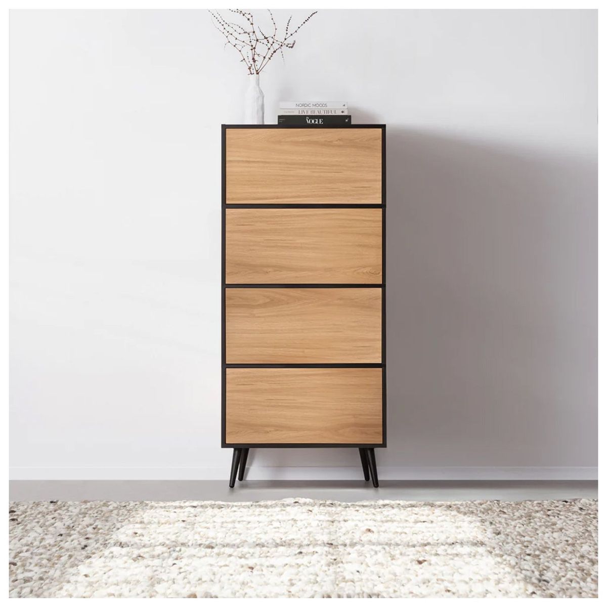 VENTITAS HOME - Cómoda Vintage Kamilo 4 Cajones Ventitas Home Roble Buralo y Negro