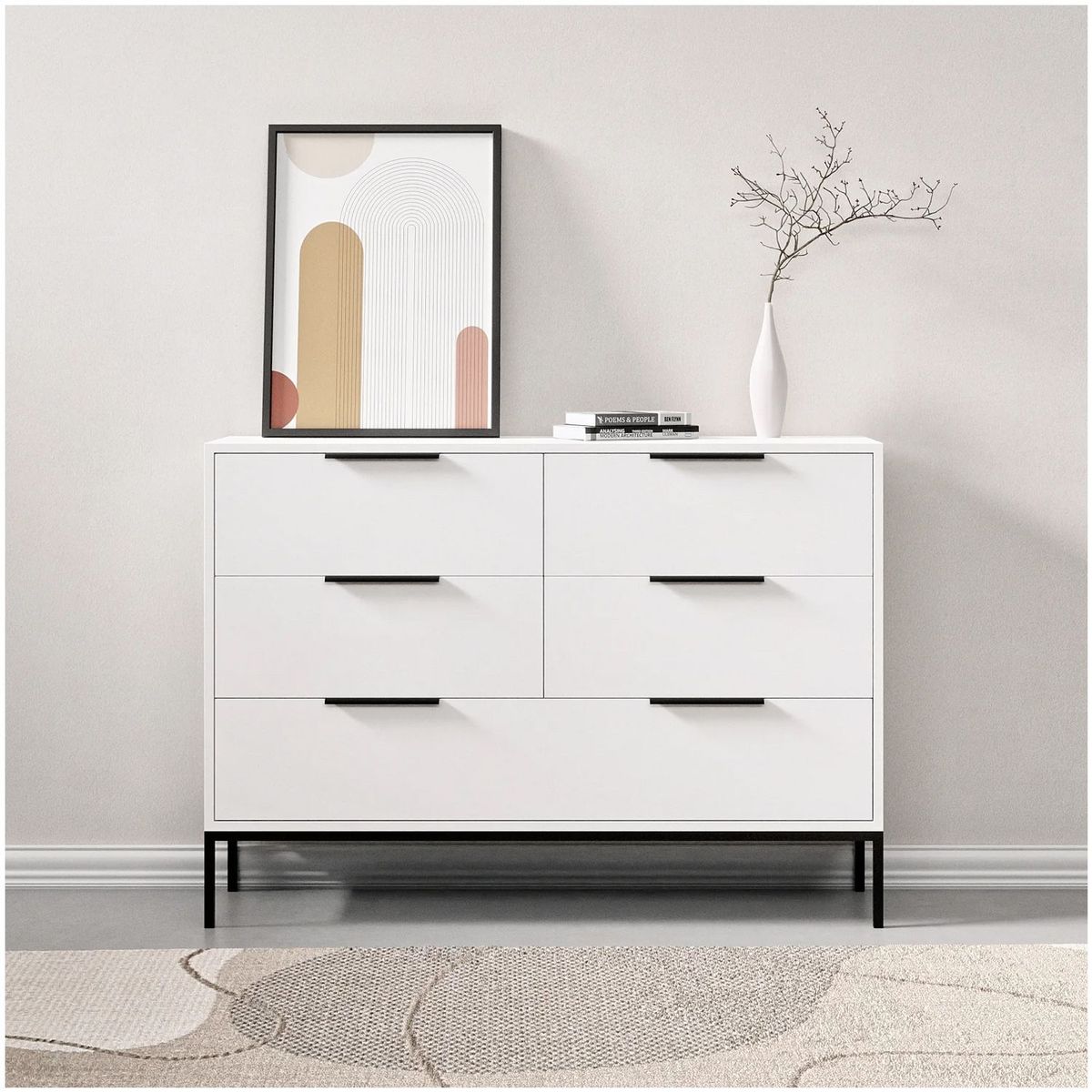 VENTITAS HOME - Cómoda Minimalista Galecia Ventitas Home Blanco y Negro