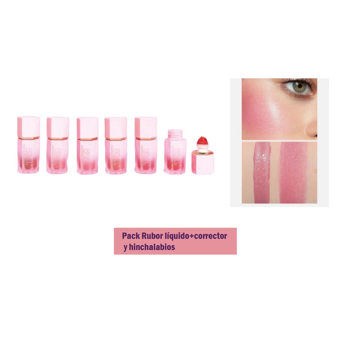 GENERICO - Pack rubor liquido con aplicadorcorrector y regalo