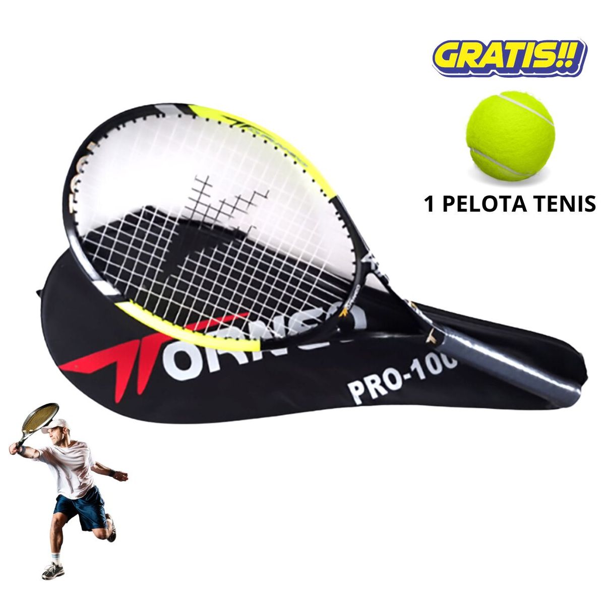 GENERICO - RAQUETA DE TENIS TORNEO 1002 + 1 PELOTA TENIS GRATIS