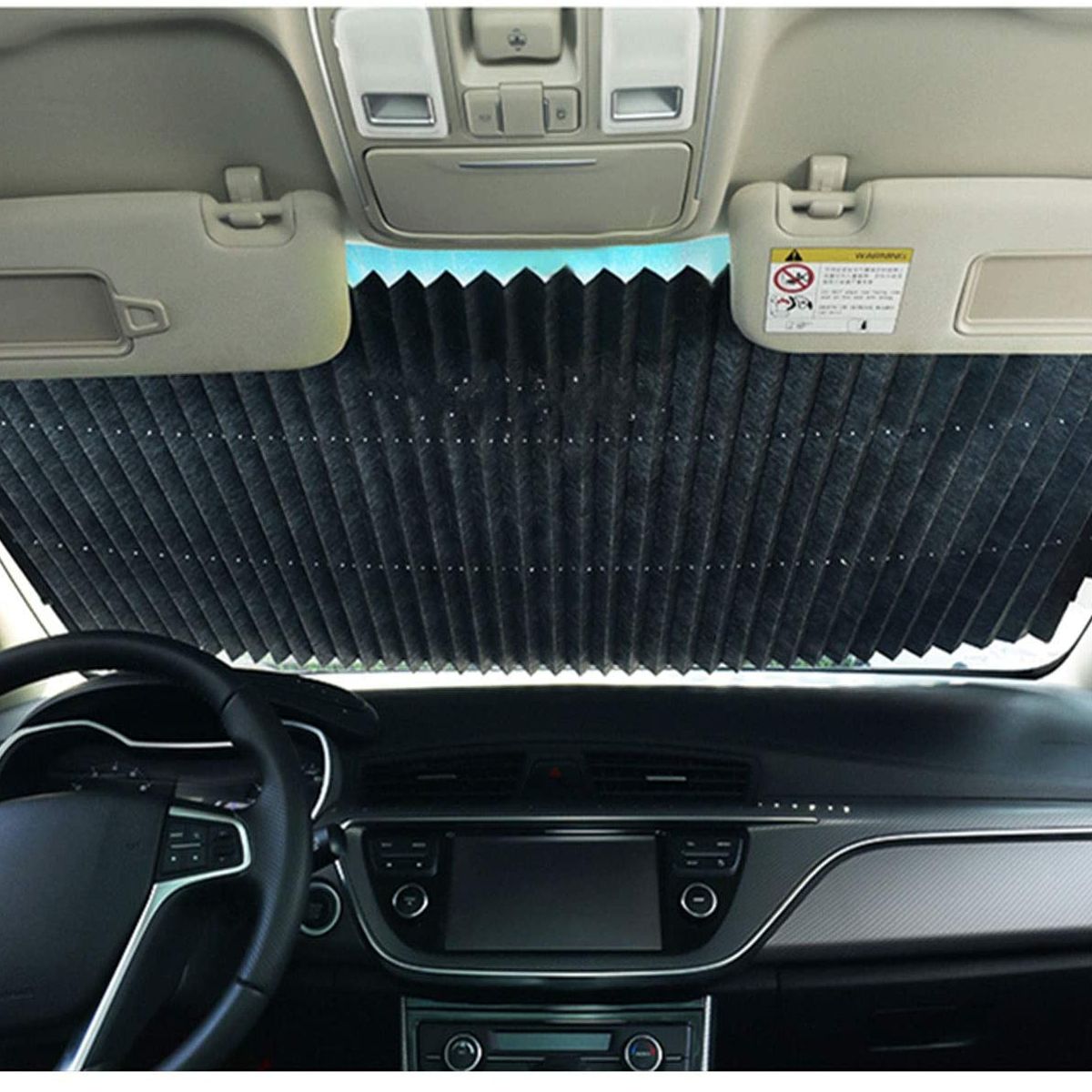 CARJOLLITY - Tapasol reforzado retráctil PREMIUM color negro de camioneta