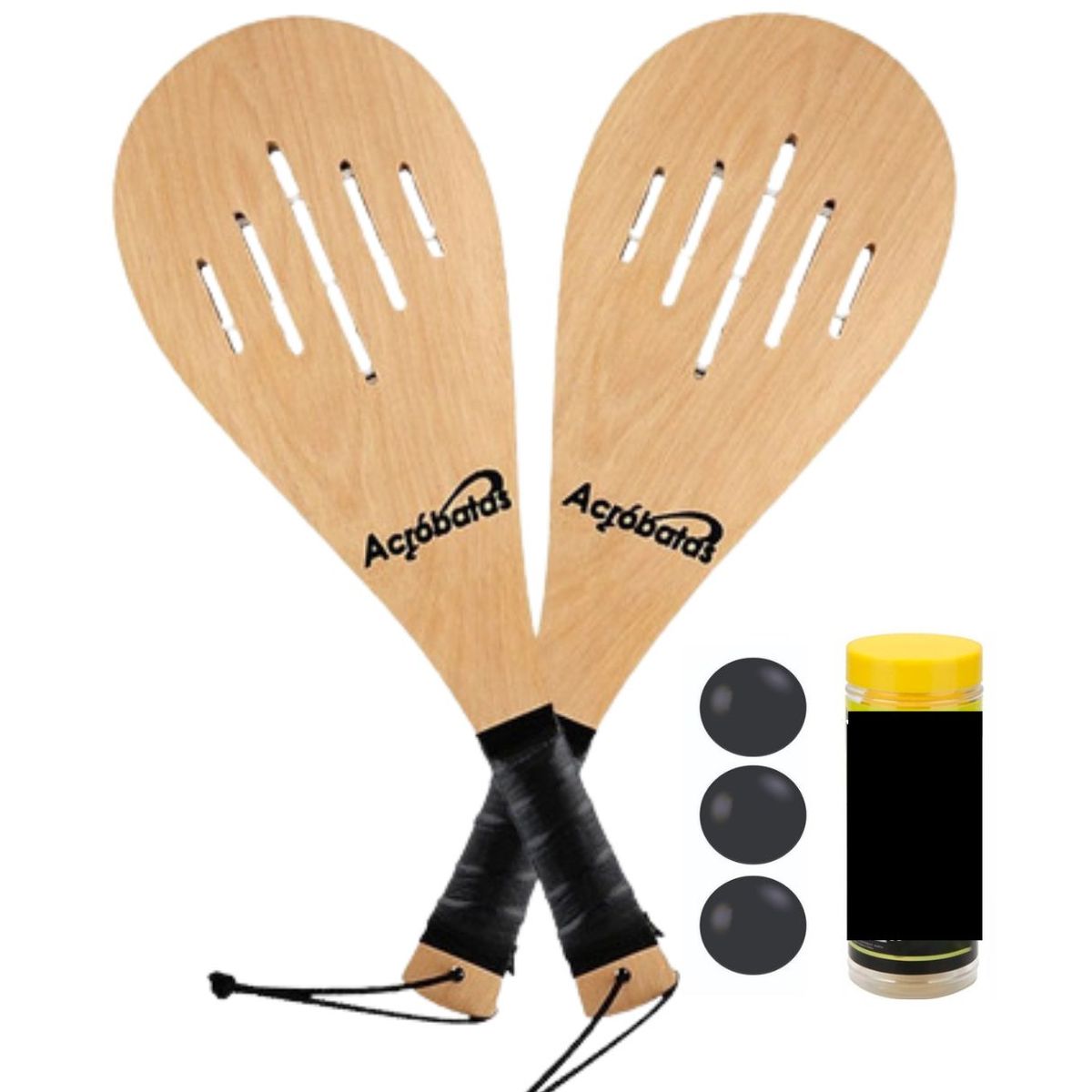 GENERICO - Dos raquetas de frontón o paletas + 3 pelotas fronton