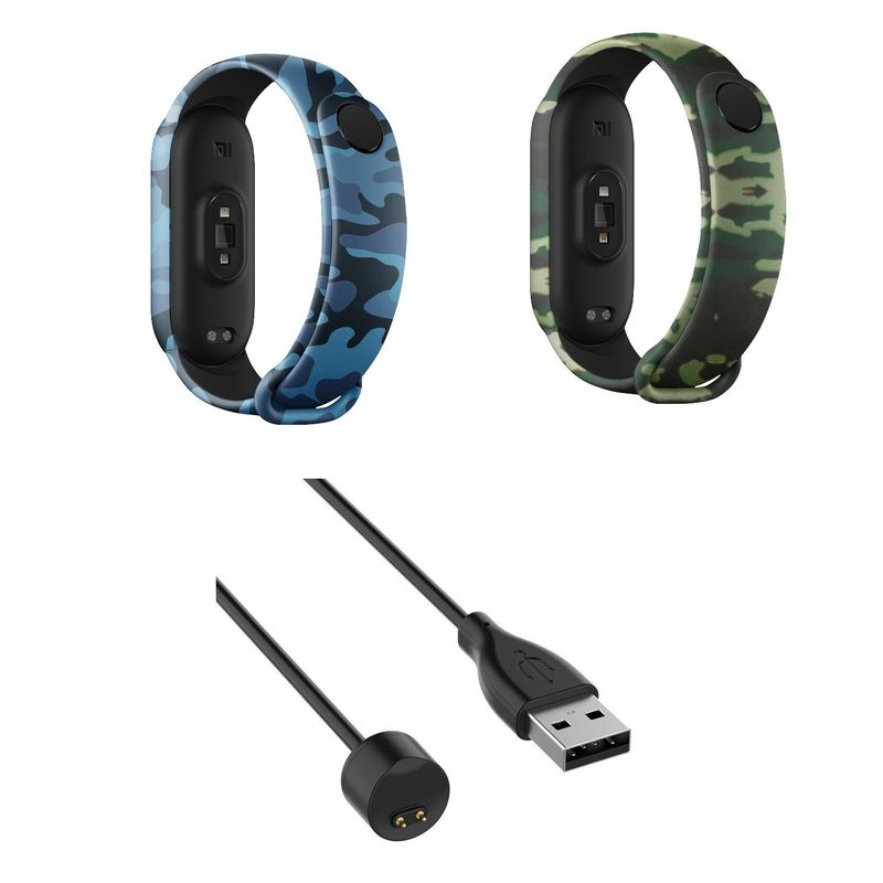 GENERICO - cargador + 2 Correas de Silicona camufladas Xiaomi Mi Band 5 / 6