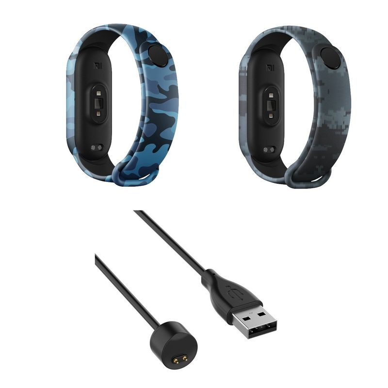 GENERICO - cargador + 2 Correas de Silicona camufladas Xiaomi Mi Band 5 / 6