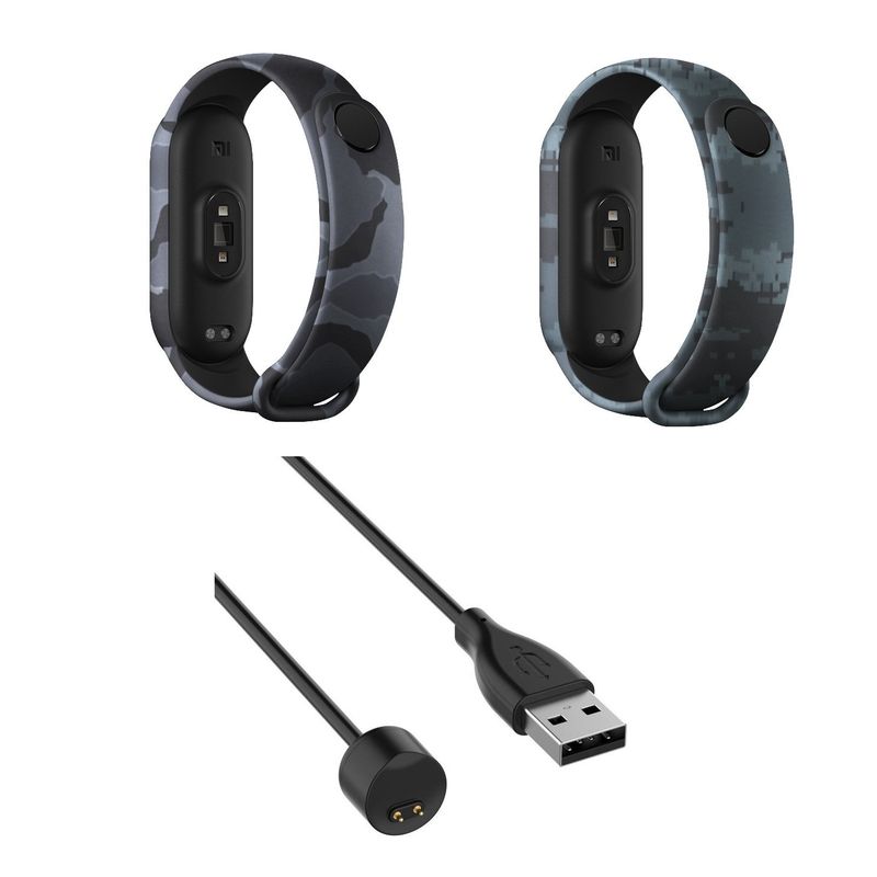 GENERICO - cargador + 2 Correa Silicona camufladas Xiaomi Mi Band 5 / 6