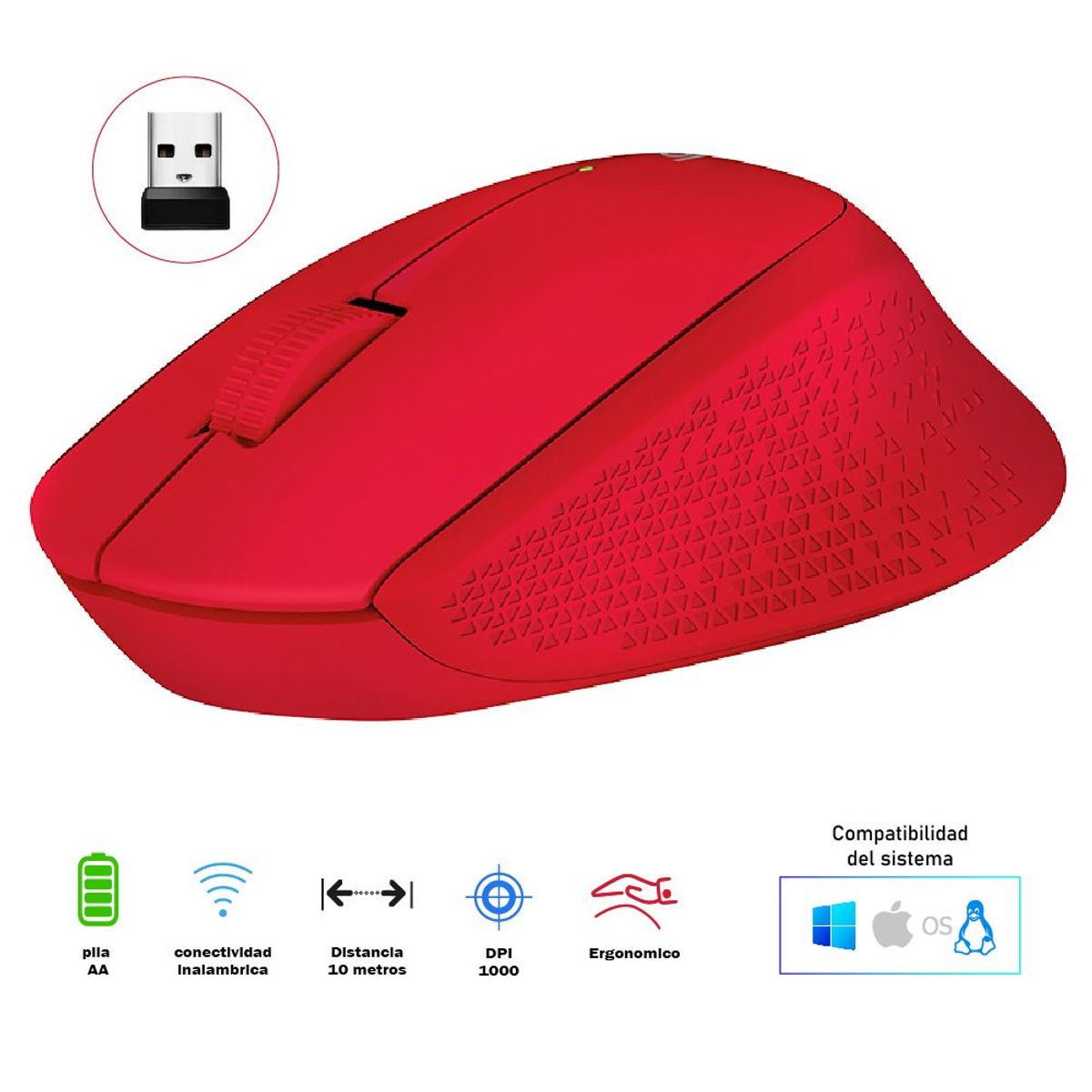 LOGITECH - Mouse Logitech M280 Red