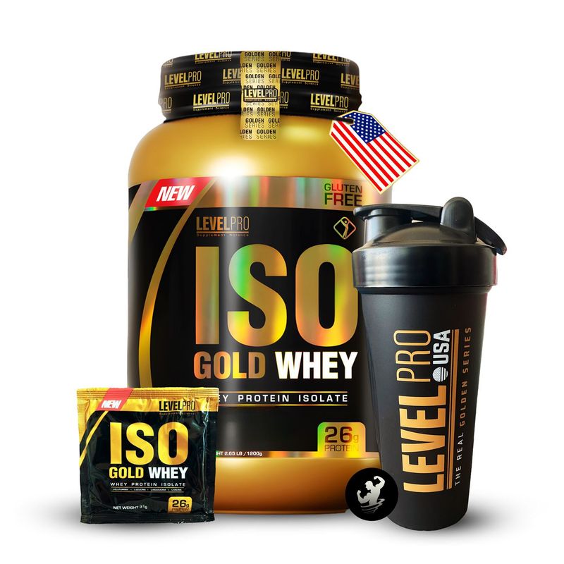 LEVEL PRO - Proteína Iso Gold Whey 2.43 lbs - Rich Chocolate + Obsequios