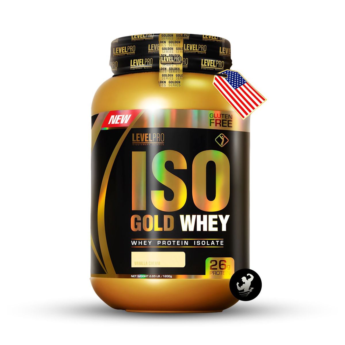 LEVEL PRO - Proteína Iso Gold Whey 2.43 Lbs - Vainilla + obsequios