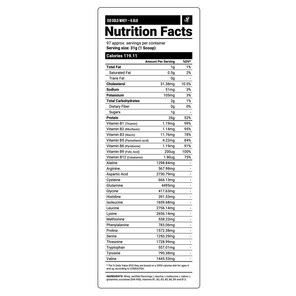 LEVEL PRO - PROTEINA ISO GOLD WHEY 6.6 LBS VANILLA + OBSEQUIOS