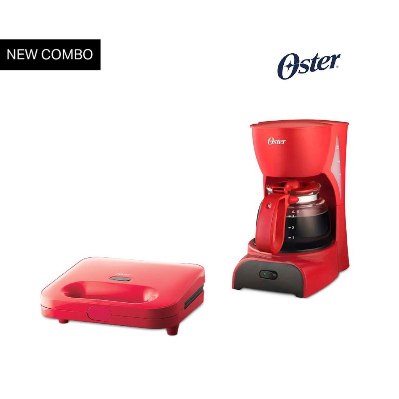 OSTER - Combo OSTER Cafetera BVSTDCDR5R  Sandwichera