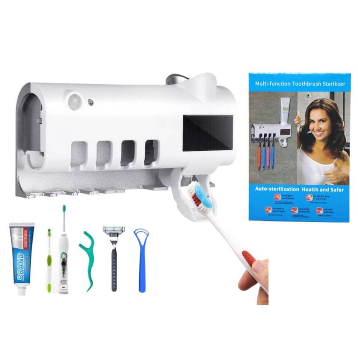 GENERICO - Organizador De Cepillos Y Dispensador De Pasta Dental  Esterilizador