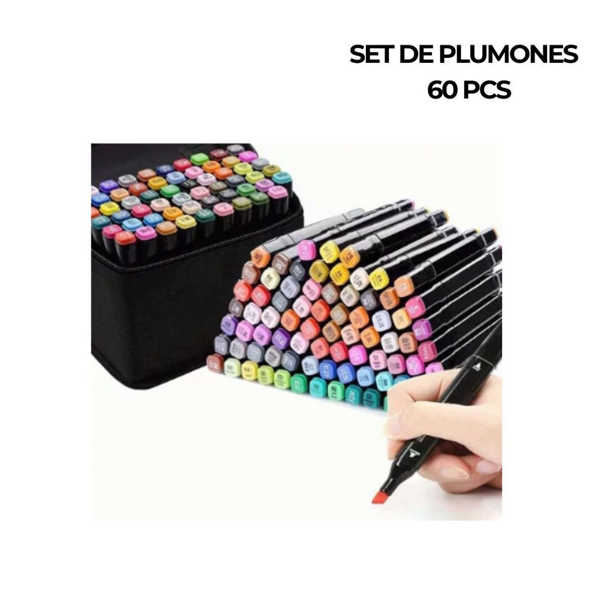 GENERICO - SET DE PLUMONES DOBLE PUNTA 60 PIEZAS