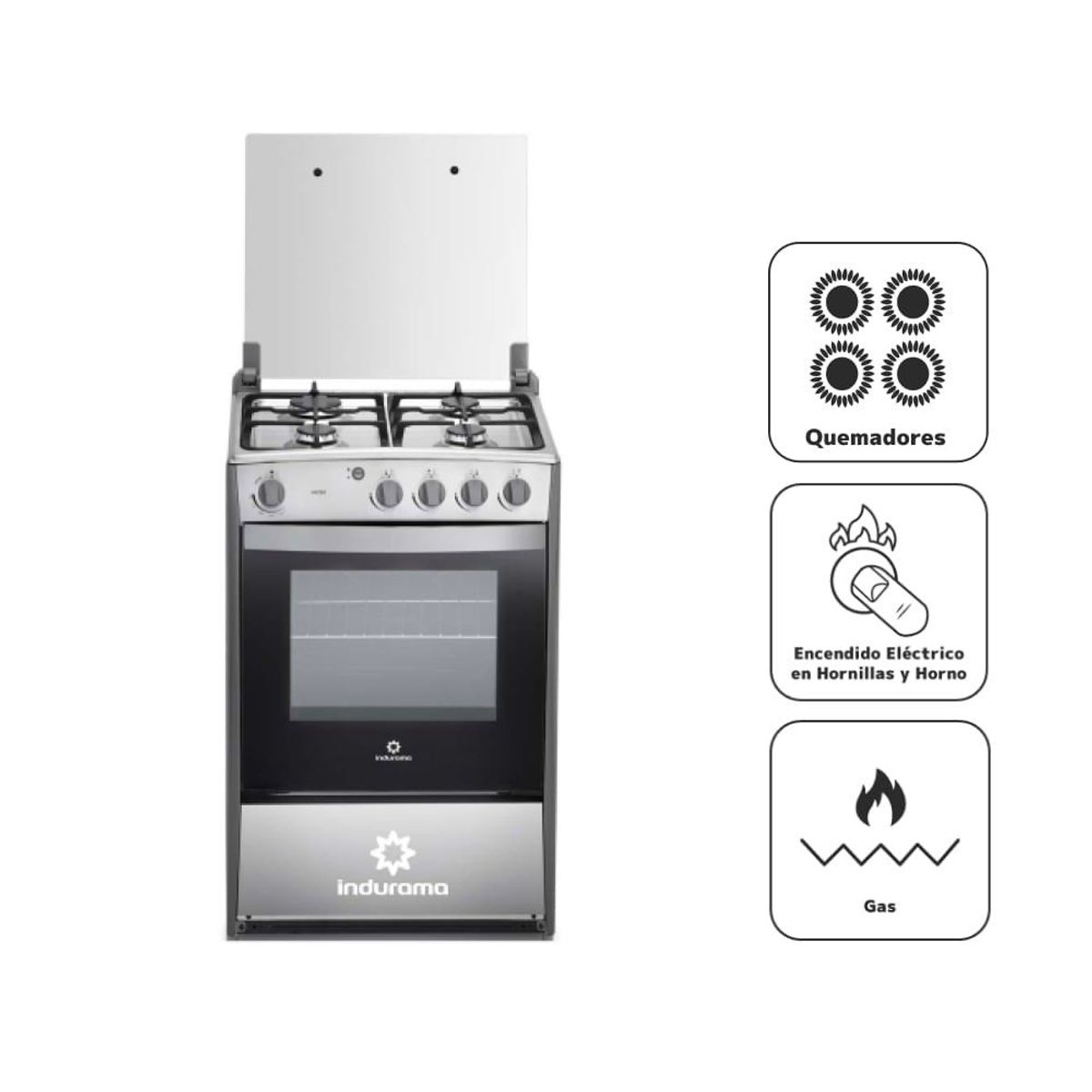 INDURAMA - Cocina Indurama de pie 4 Hornillas Viena