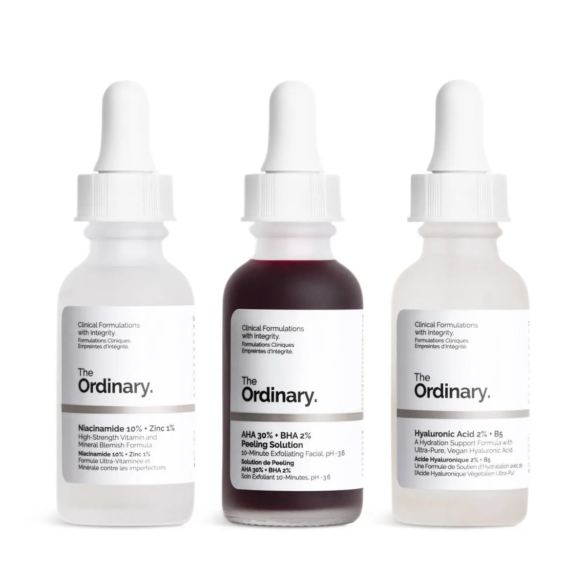 THE ORDINARY - Tripack Niacinamide 10 -AHA 30 - Hyaluronic Acid 2  - 30ml The Ordinary Cuidado Intensivo