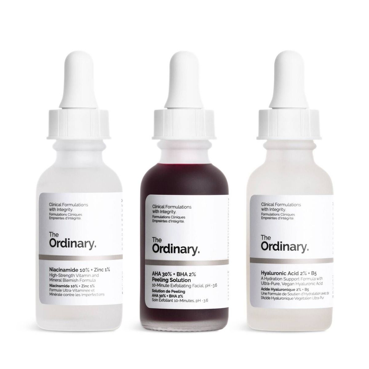 THE ORDINARY - Tripack Niacinamide 10 -AHA 30 - Hyaluronic Acid 2  - 30ml The Ordinary Cuidado Intensivo