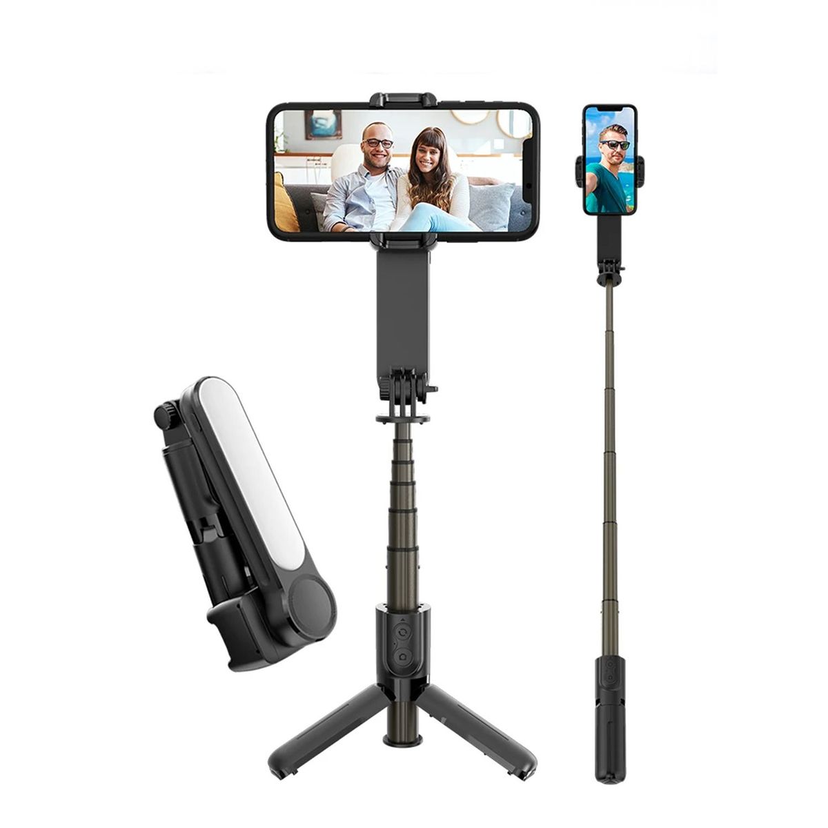 NEO DIGITAL - Estabilizador L09 trípode palo selfie luz LED control remoto Bluetooth