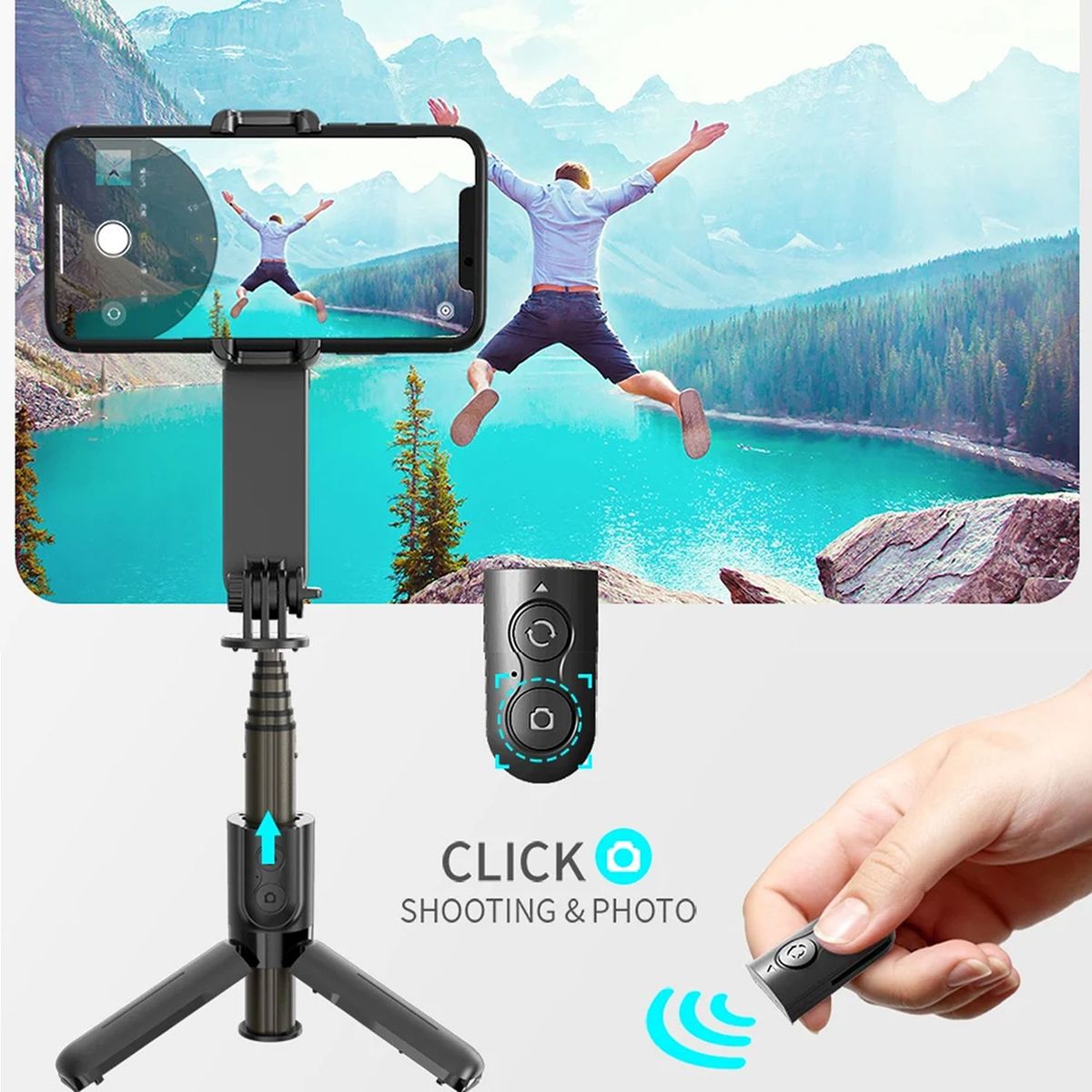 NEO DIGITAL - Estabilizador L09 trípode palo selfie luz LED control remoto Bluetooth