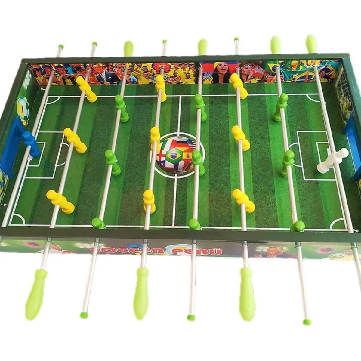 GENERICO - FULBITO DE MESA MANO REVERSIBLE MADERA - 5 JUEGOS EN 1 Verde