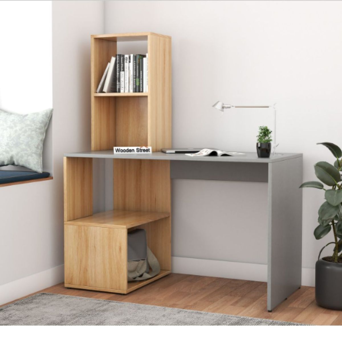 GENERICO - Escritorio Shelves Ruta81 - Sahara y Grafito