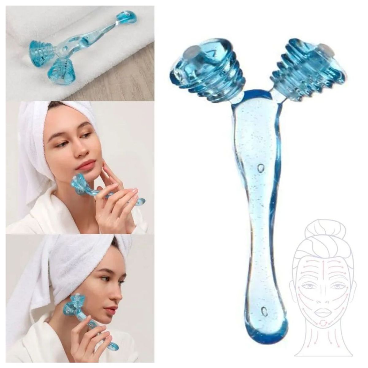 GENERICO - Rodillo Masajeador Facial Moldeador de Rostro Drenaje Linfático